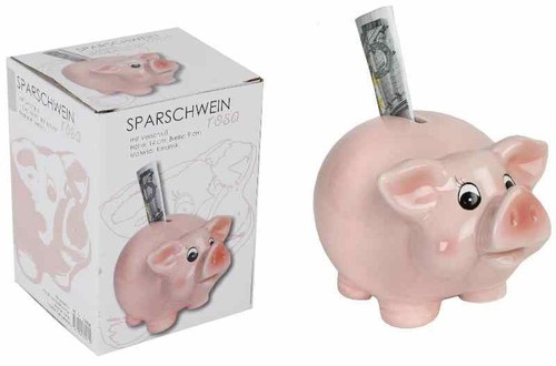 Rosa sparschwein keramik - rosa, 13x8