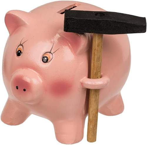 Sparschwein mit hammer keramik - sparschwein,